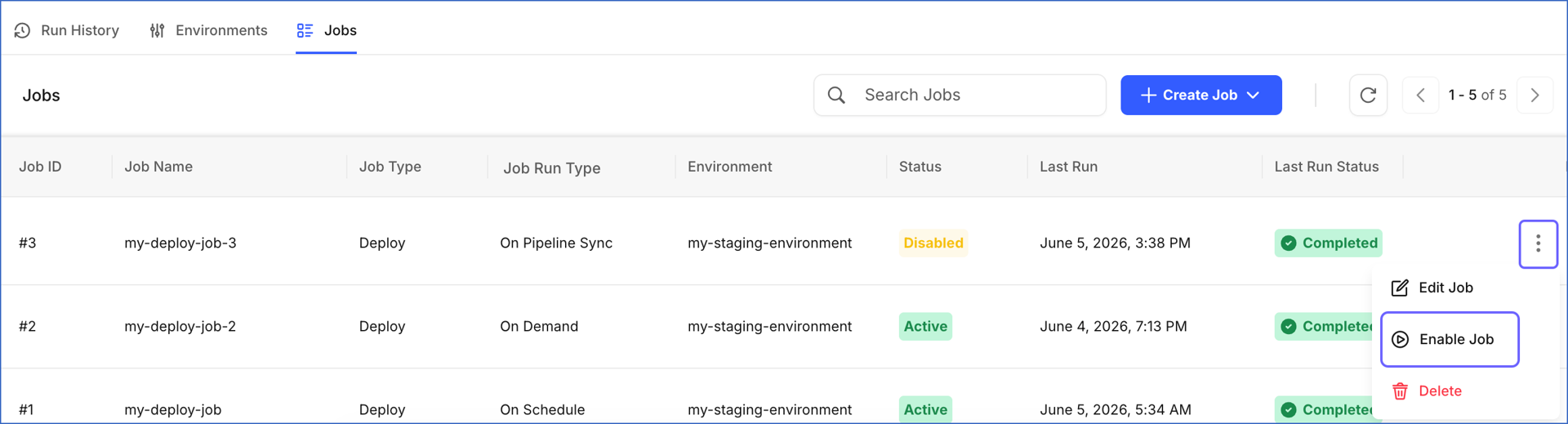 Enable Job Action