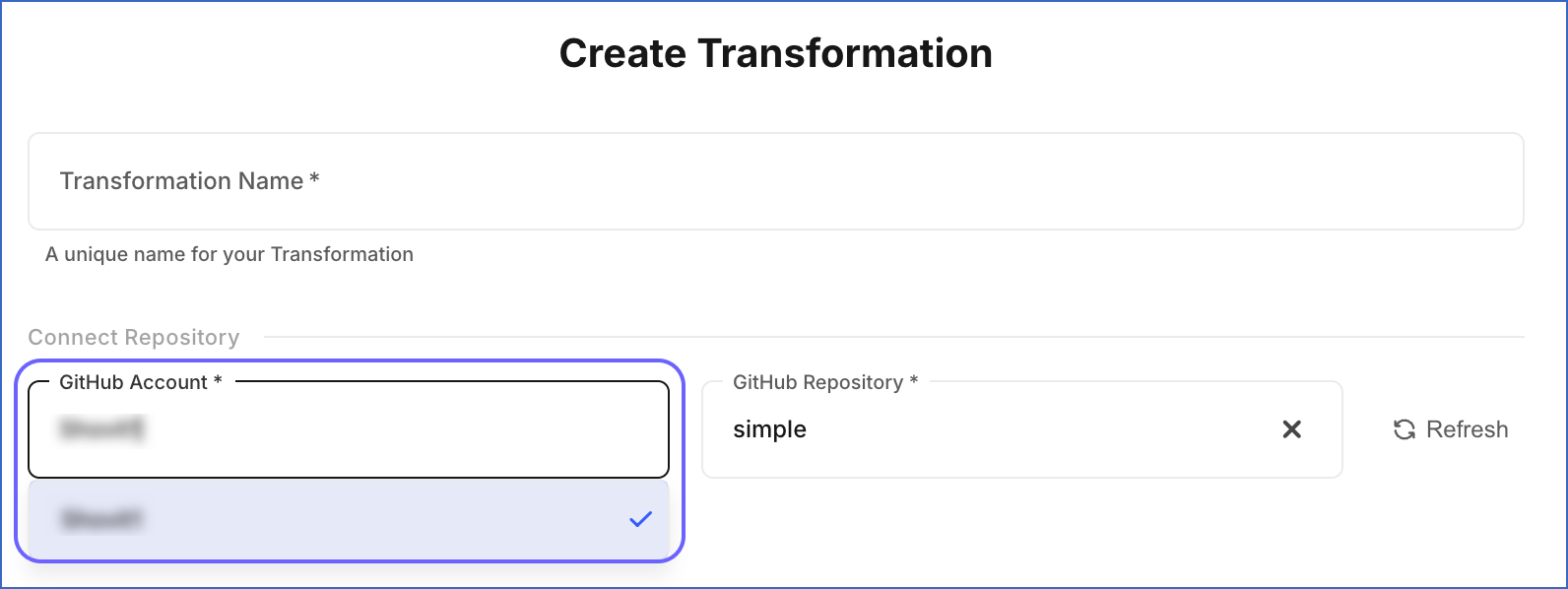 GitHub Account Dropdown