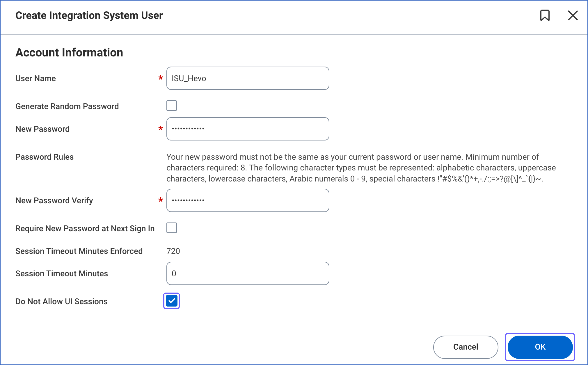 Create Integration System User