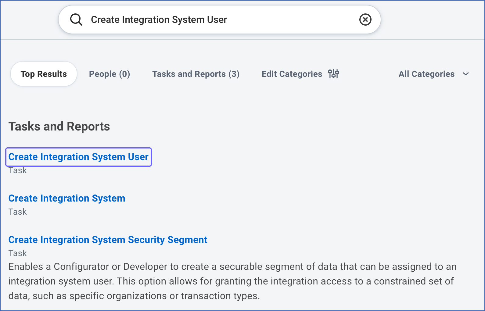 Create Integration System User task