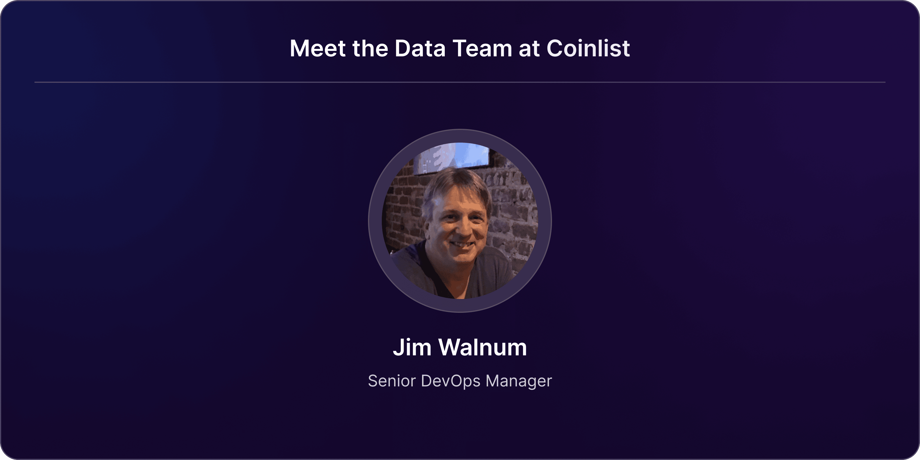 Jim Walnum, Sr DevOps Manager