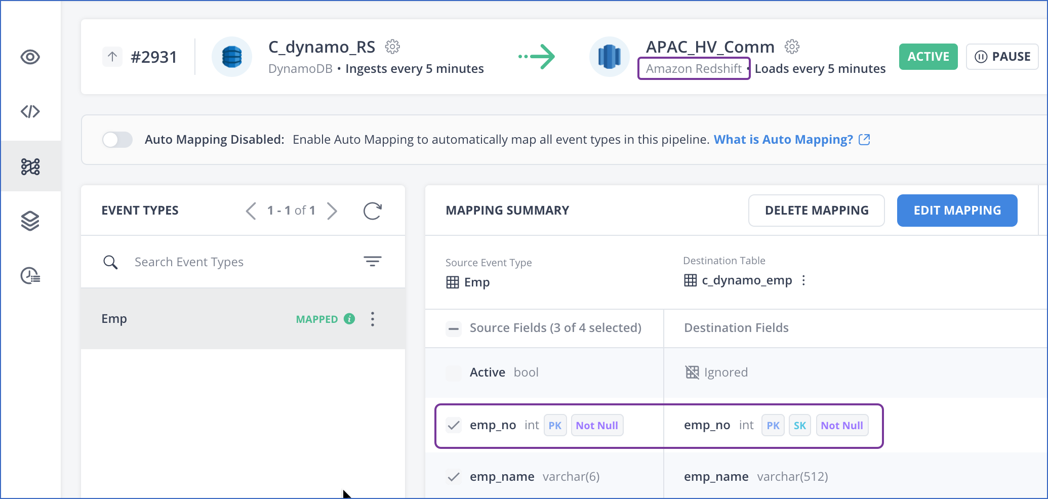 mapping pandas data types to redshift data types