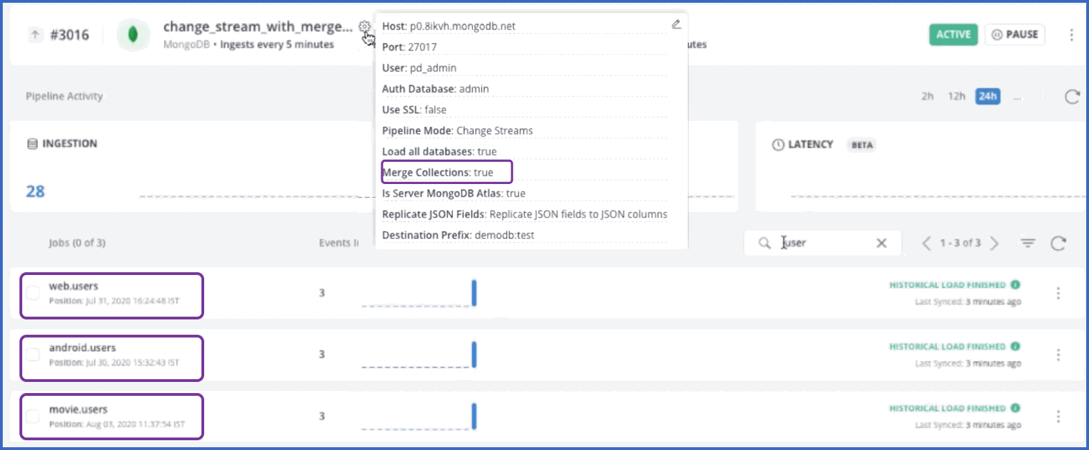 Jobs to load data from each collection