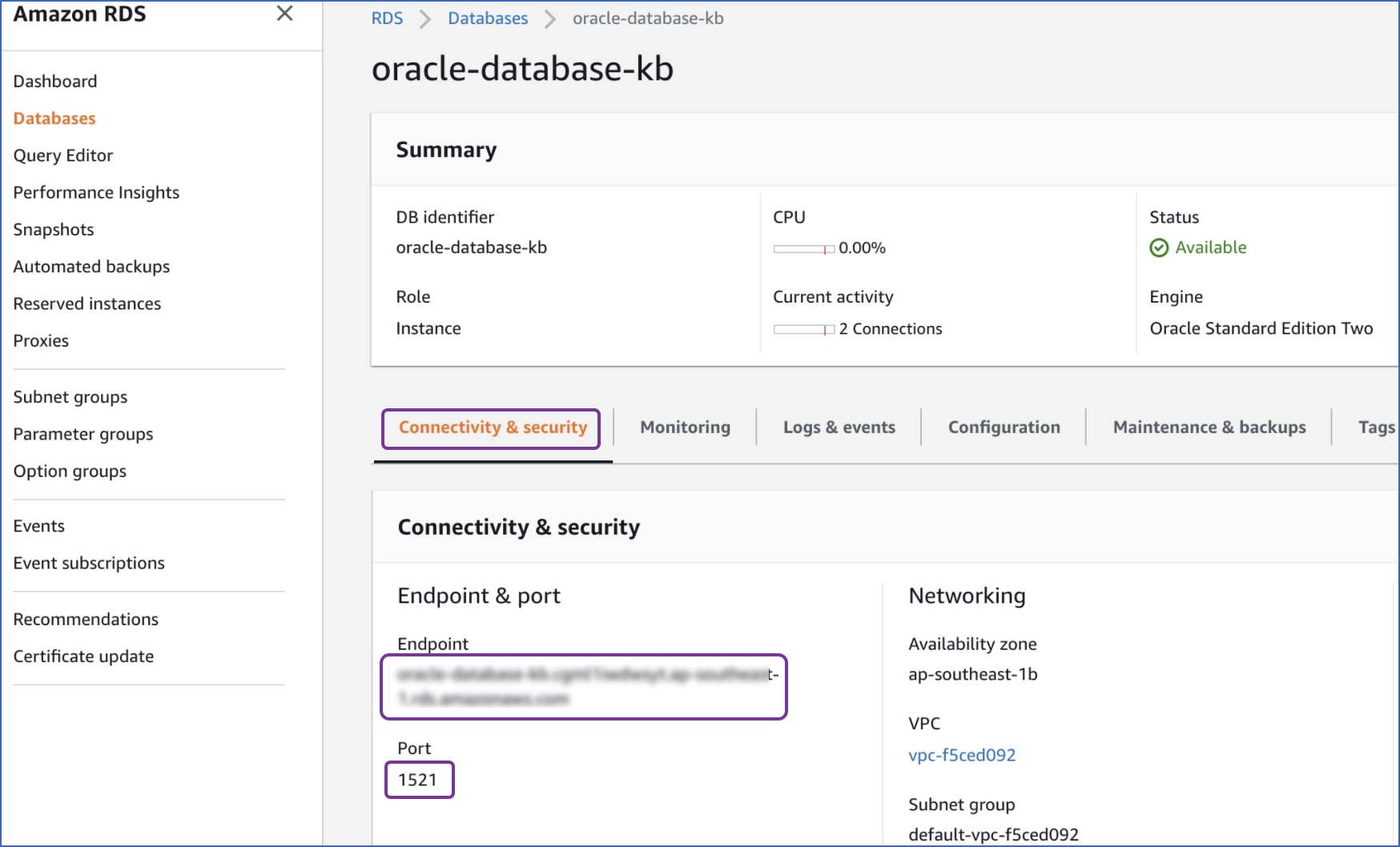 RETRIEVE host and port