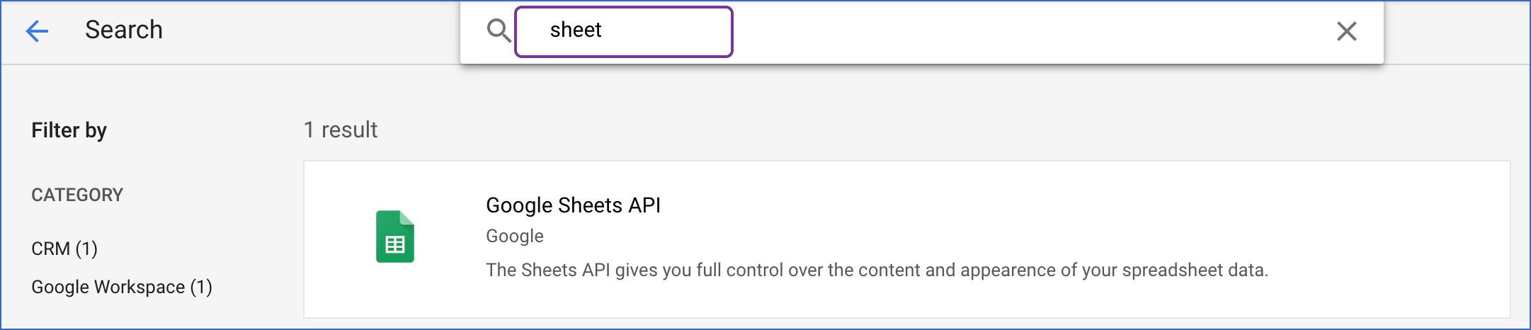 Search Sheets API