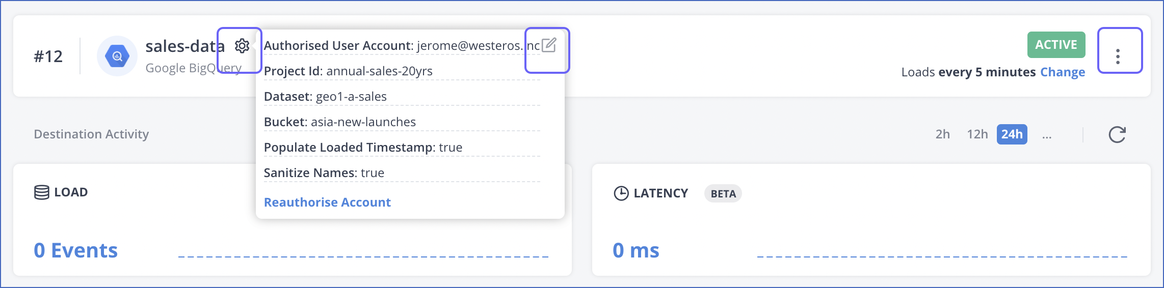 Modify BQ settings