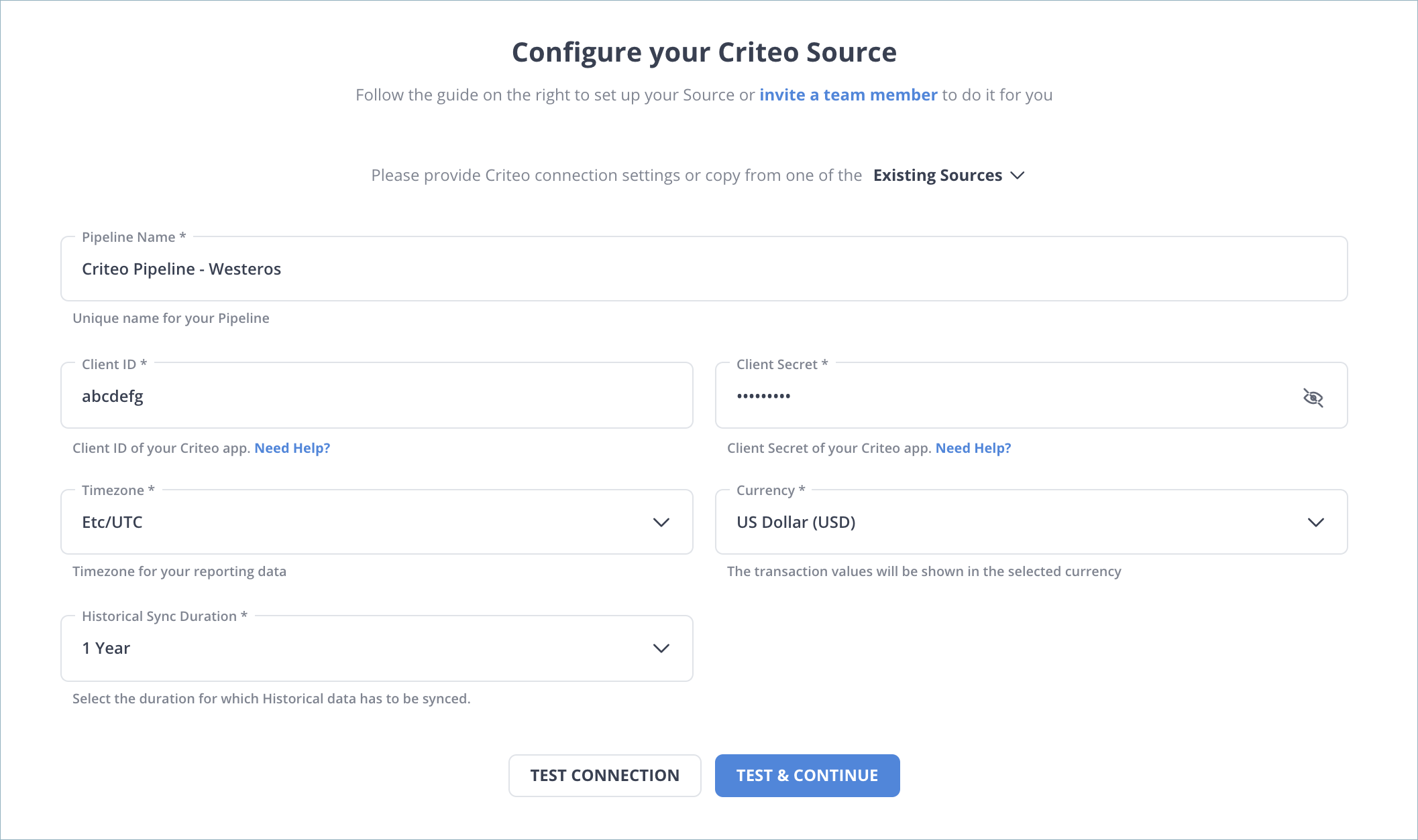 Criteo to redshift: configure criteo redshift as source