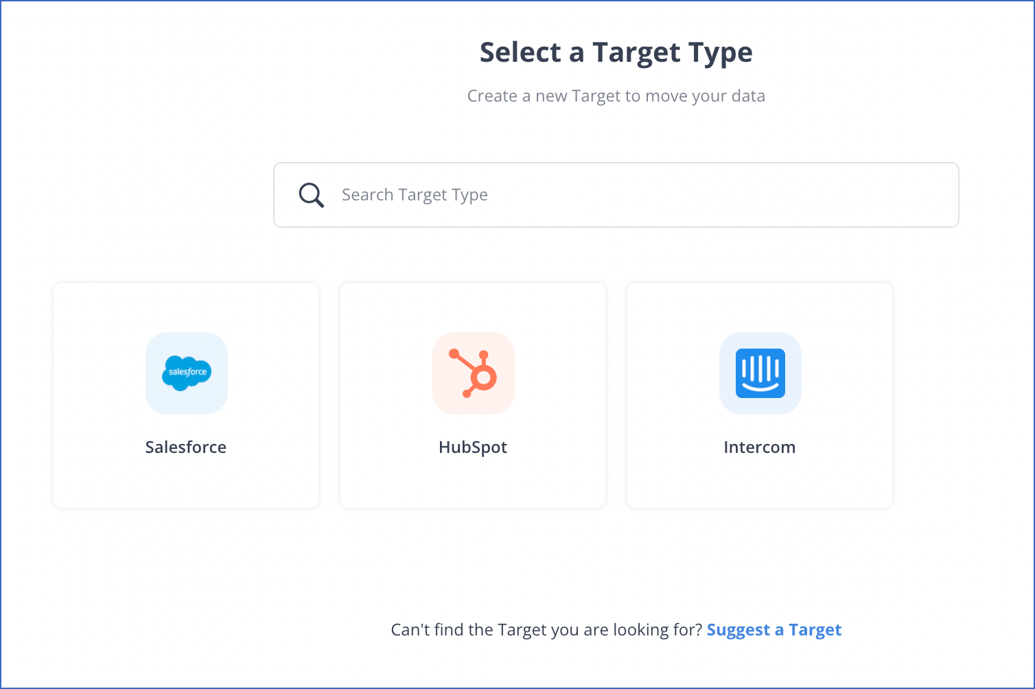 Snowflake to Intercom: Select a Target Type