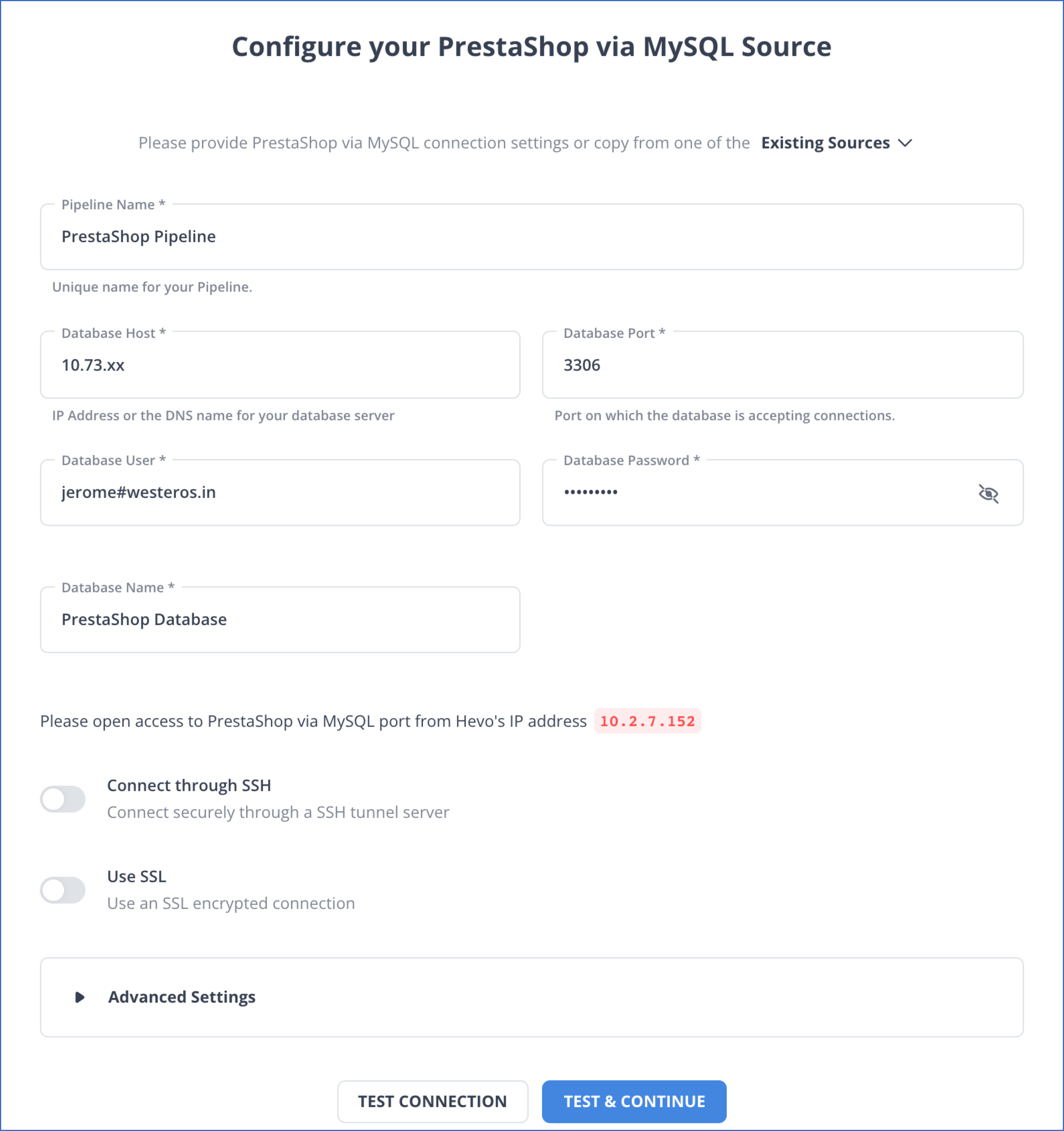 PrestaShop MySQL: Configure PrestaShop via MySQL as a Source