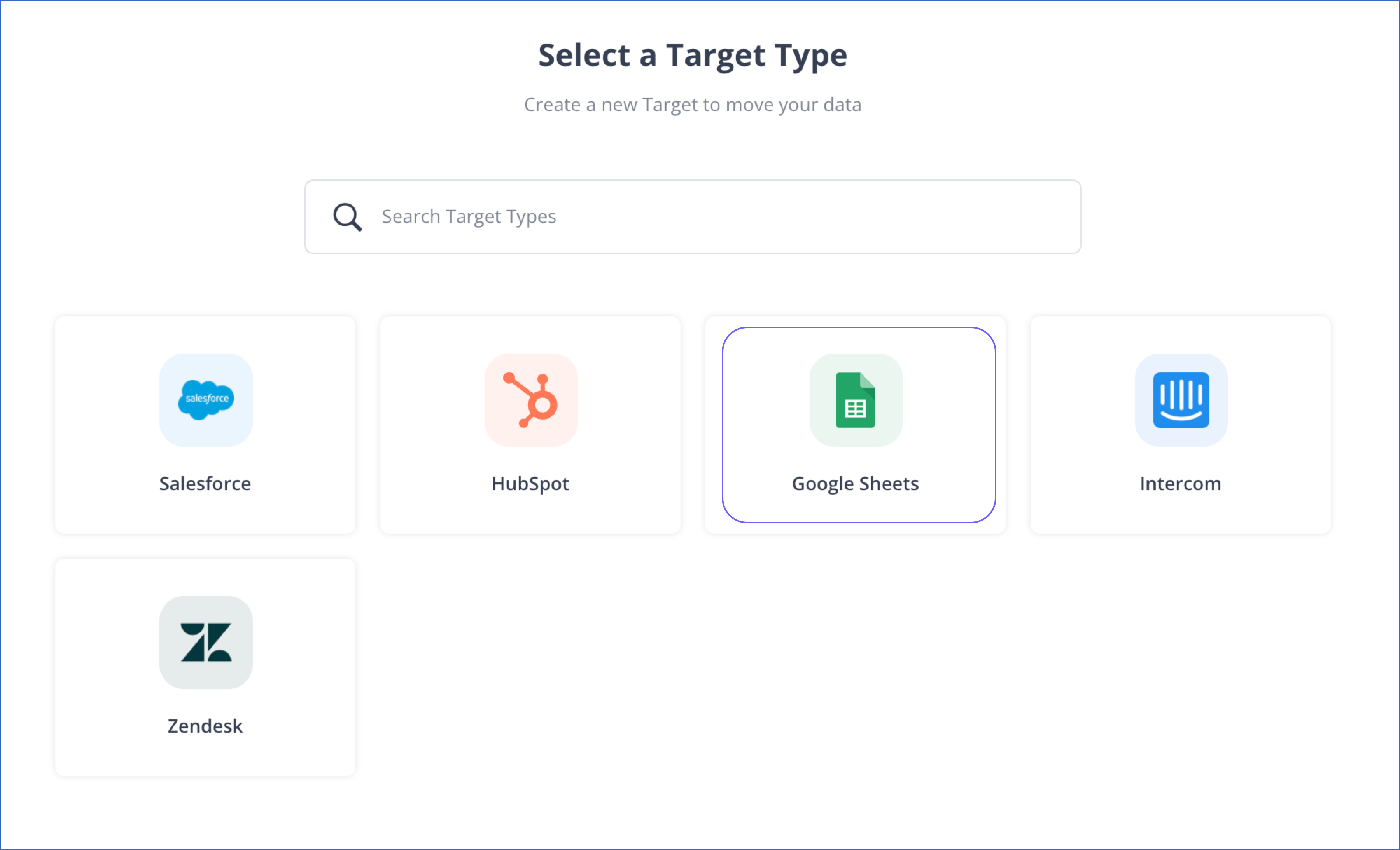 Connect MySQL to Google Sheets - Select a Target Type | Hevo Data