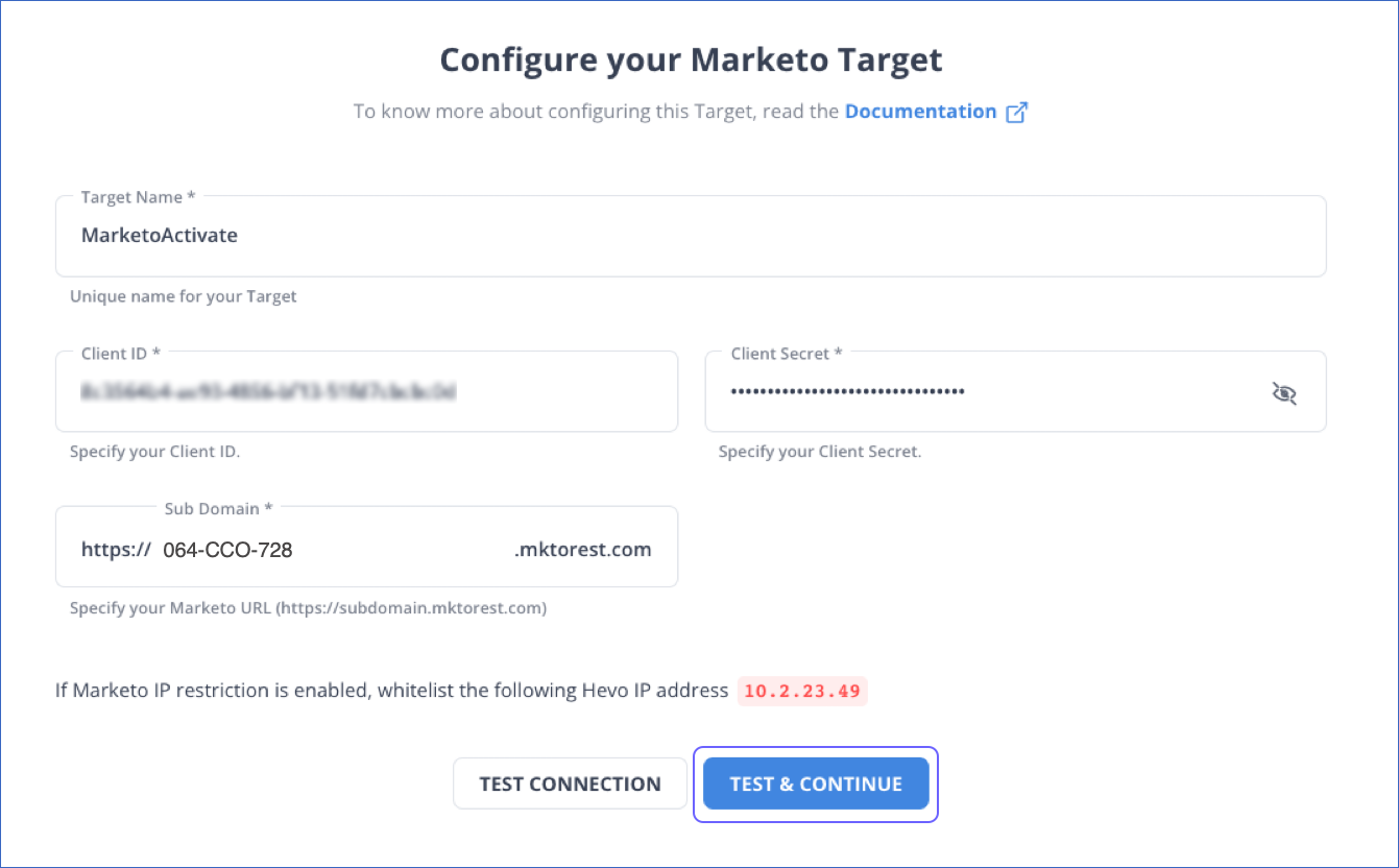 Marketo to RedShift: Configure Marketo Source