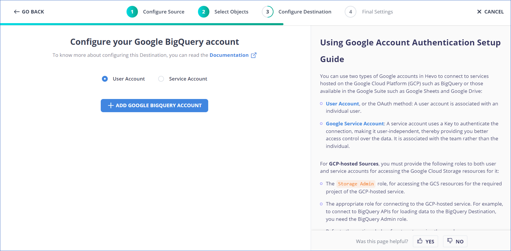 Xero to BigQuery: Configuring BigQuery Account | Hevo Data