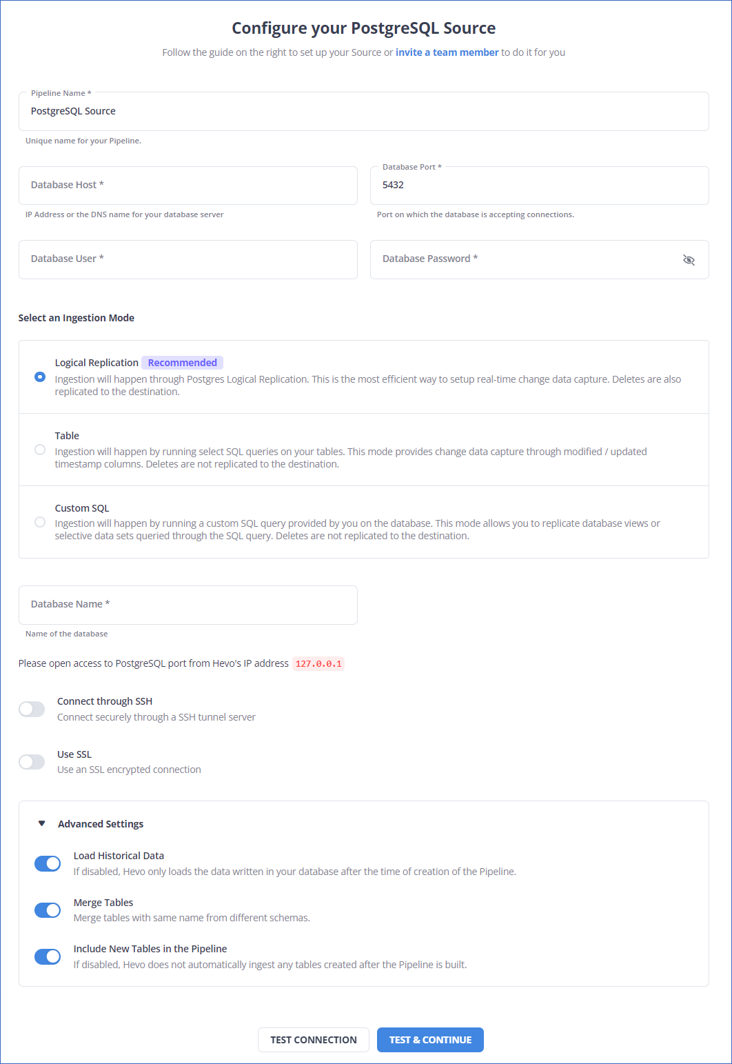 PostgreSQL Pipedrive Integration - Configuring PostgreSQL as Source