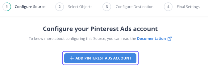 Pinterest Ads Source settings