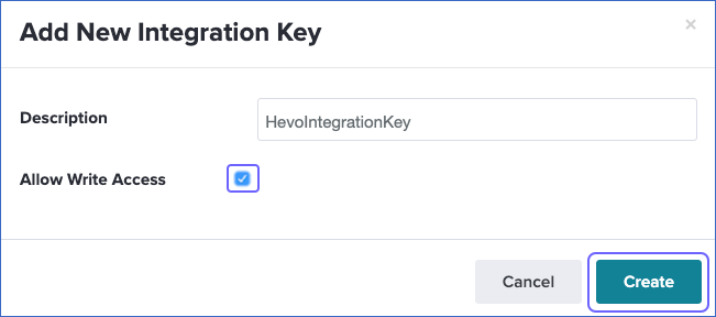 Add New Integration Key