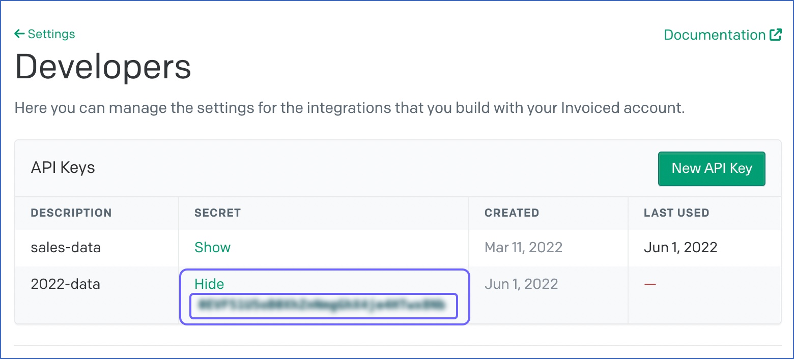 Copy an existing API key