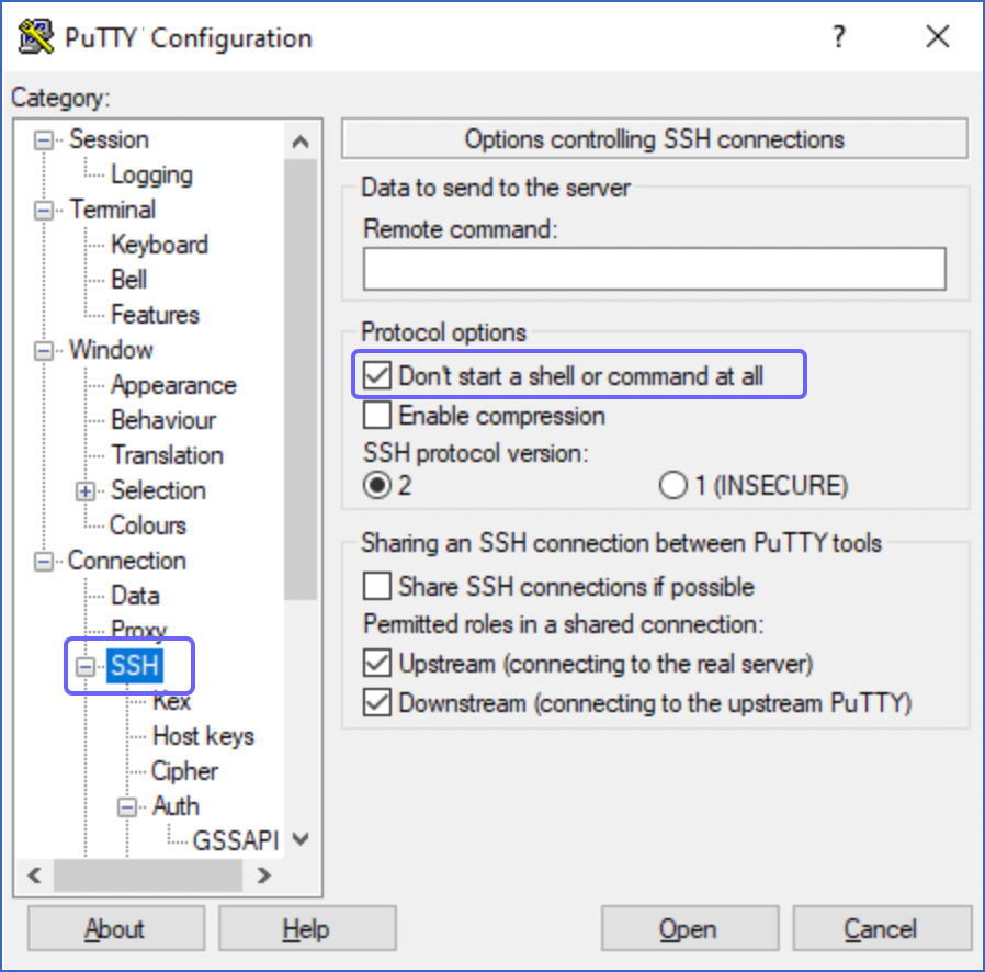 SSH Checkbox