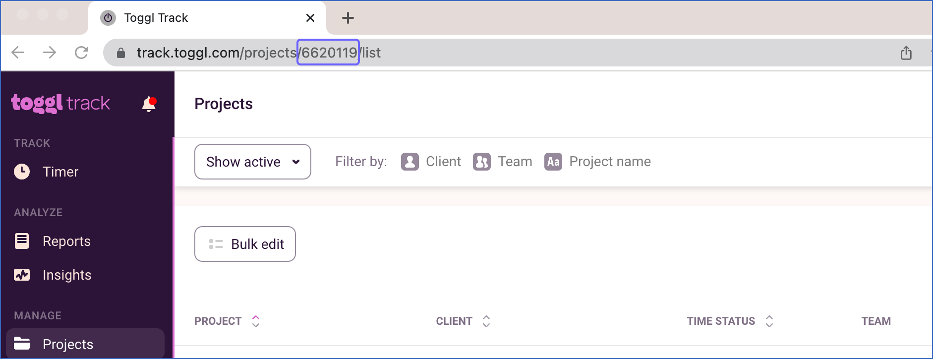 Toggl Track Projects