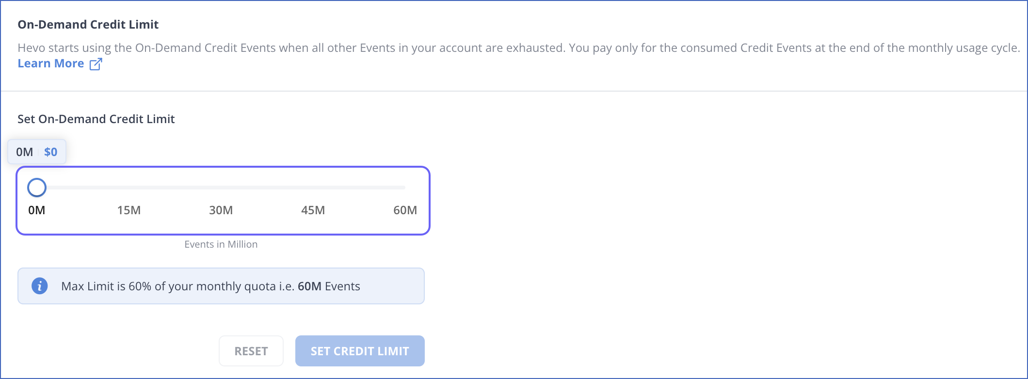 Set On-Demand Credit section