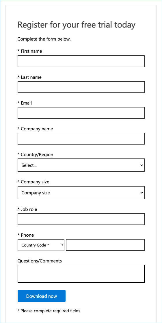 SQL Server Trial Registration