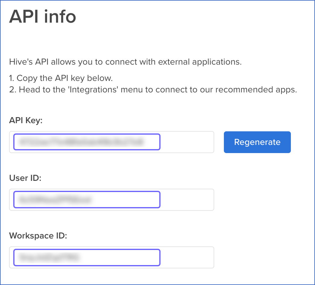 Copy API credentials