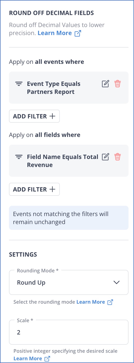 Rounding settings