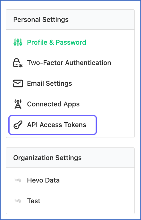 Select API access tokens