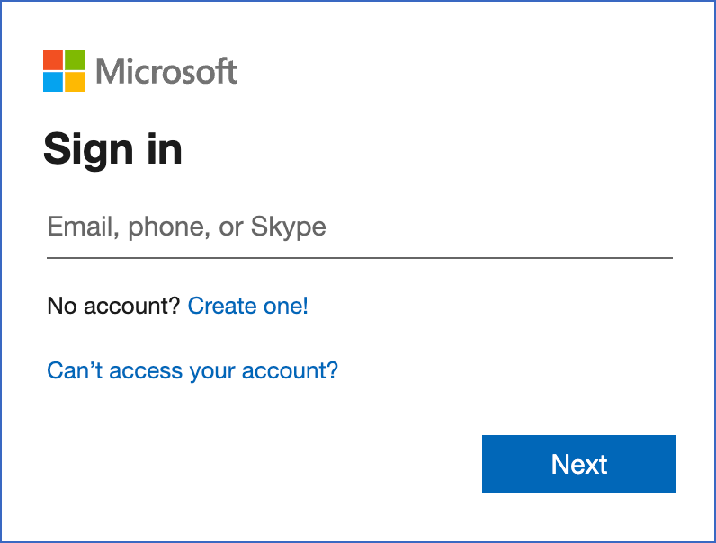 Sign In with Existing Account