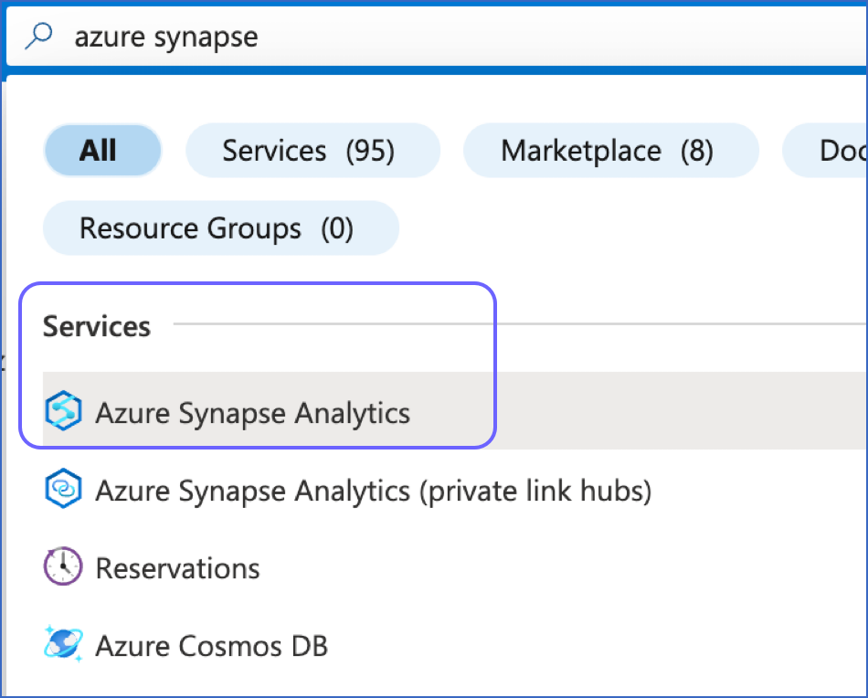 Search for Azure Synapse