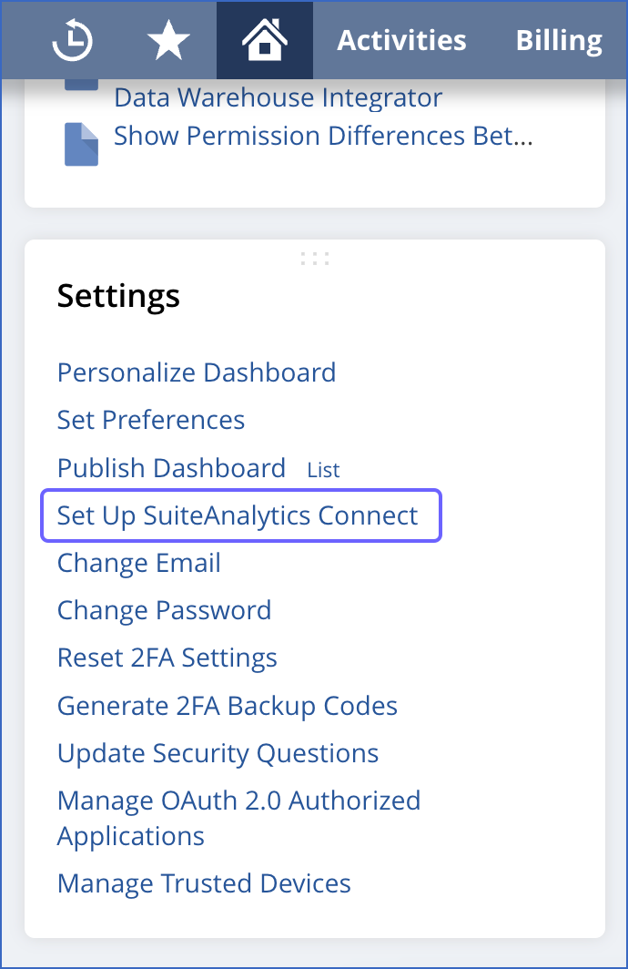 Set up SuiteAnalytics Connect