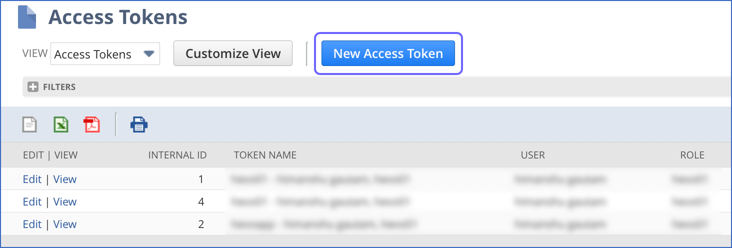 Click New Access Token