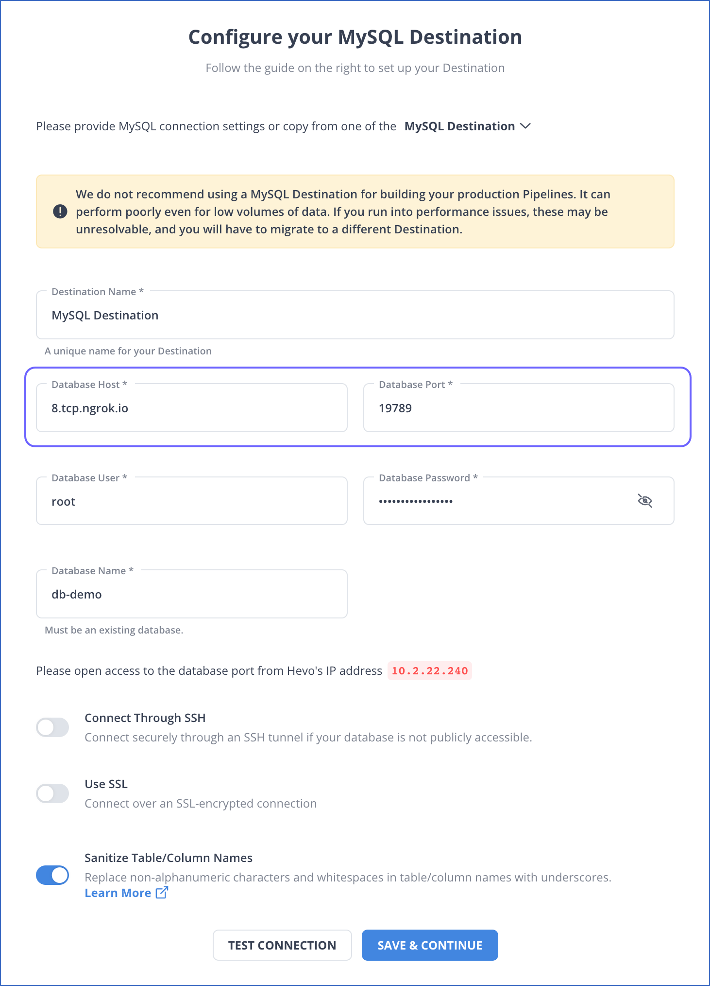 MySQL settings