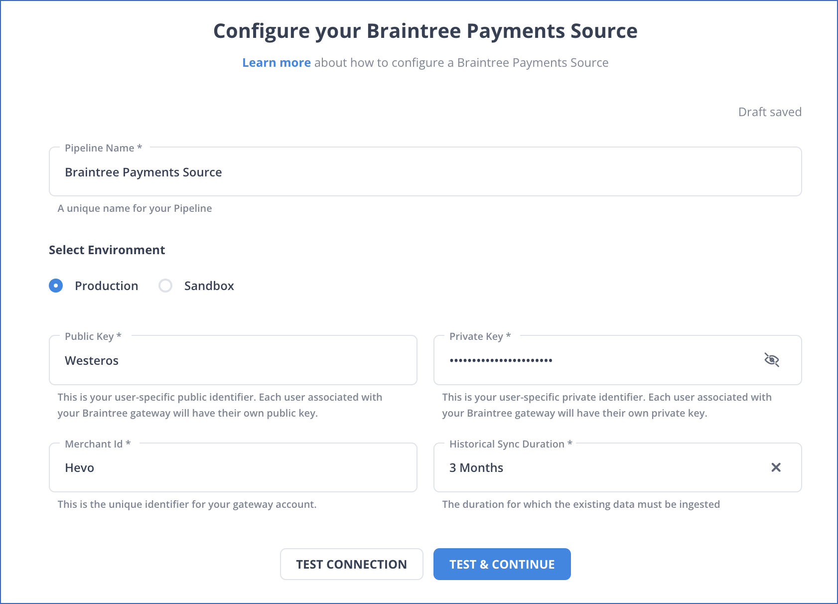 Configure your Braintree Payments Source