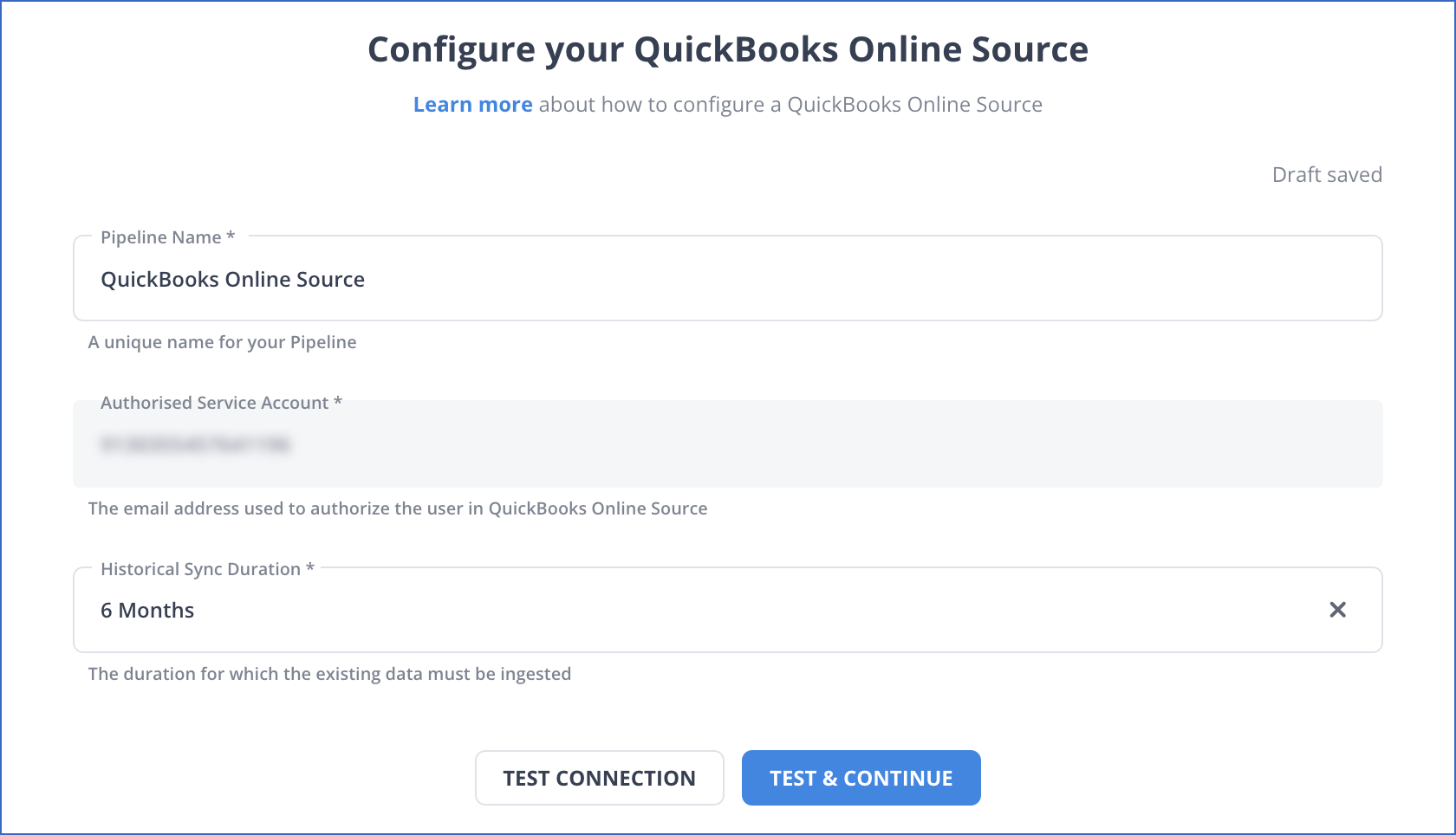 Configure your QuickBooks Online Source