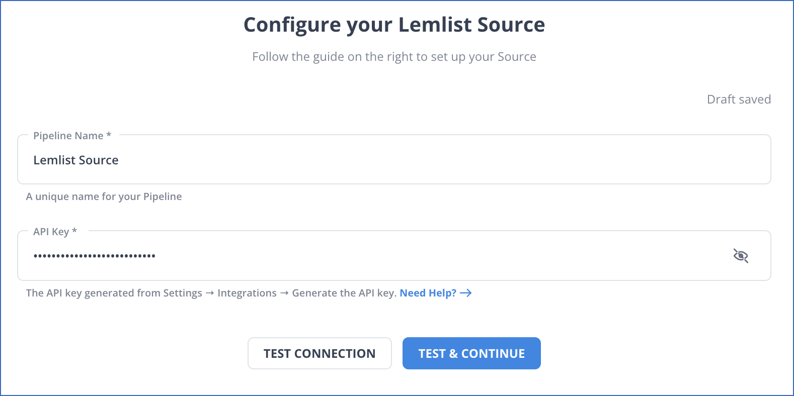 Lemlist config settings