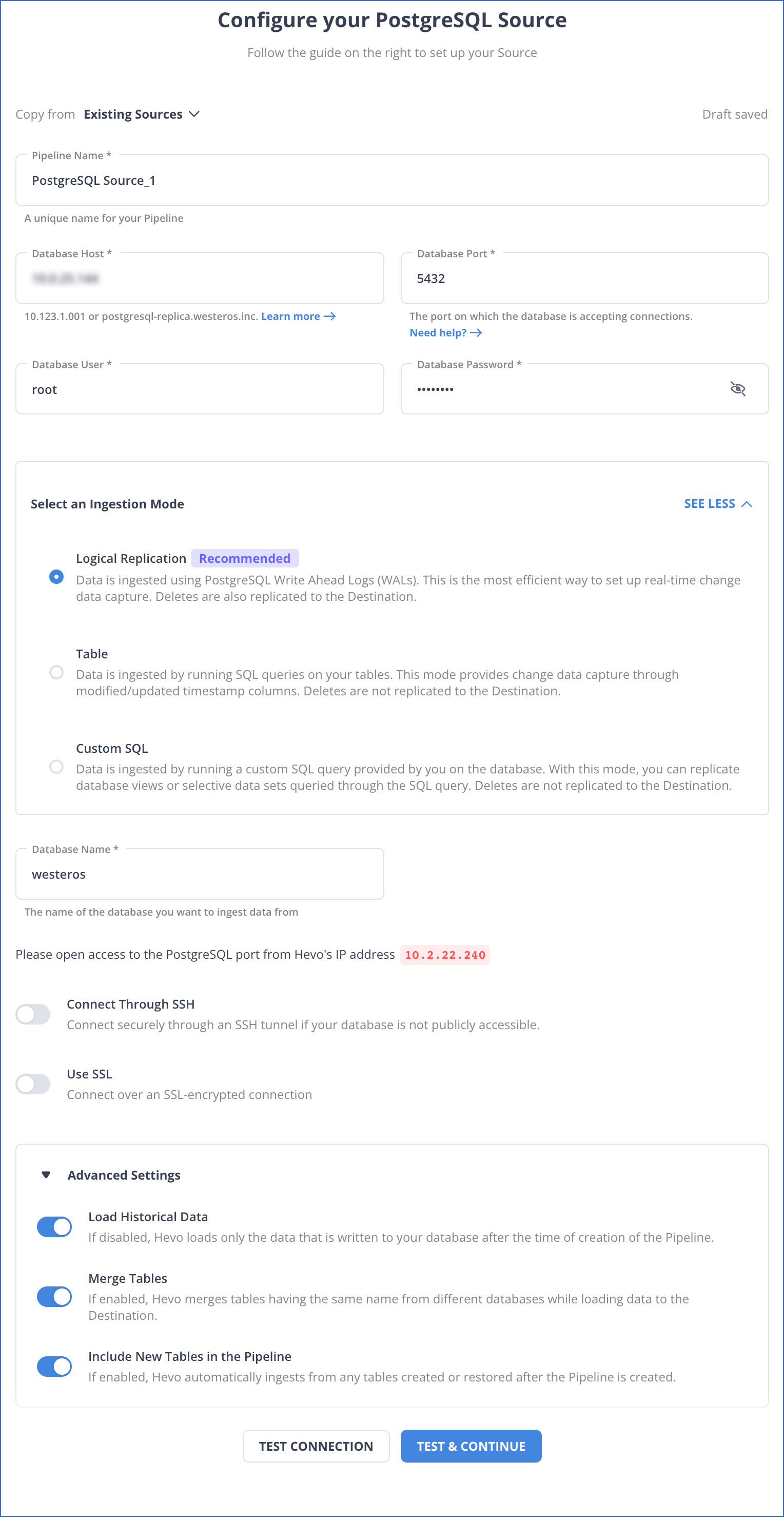 PostgreSQL settings