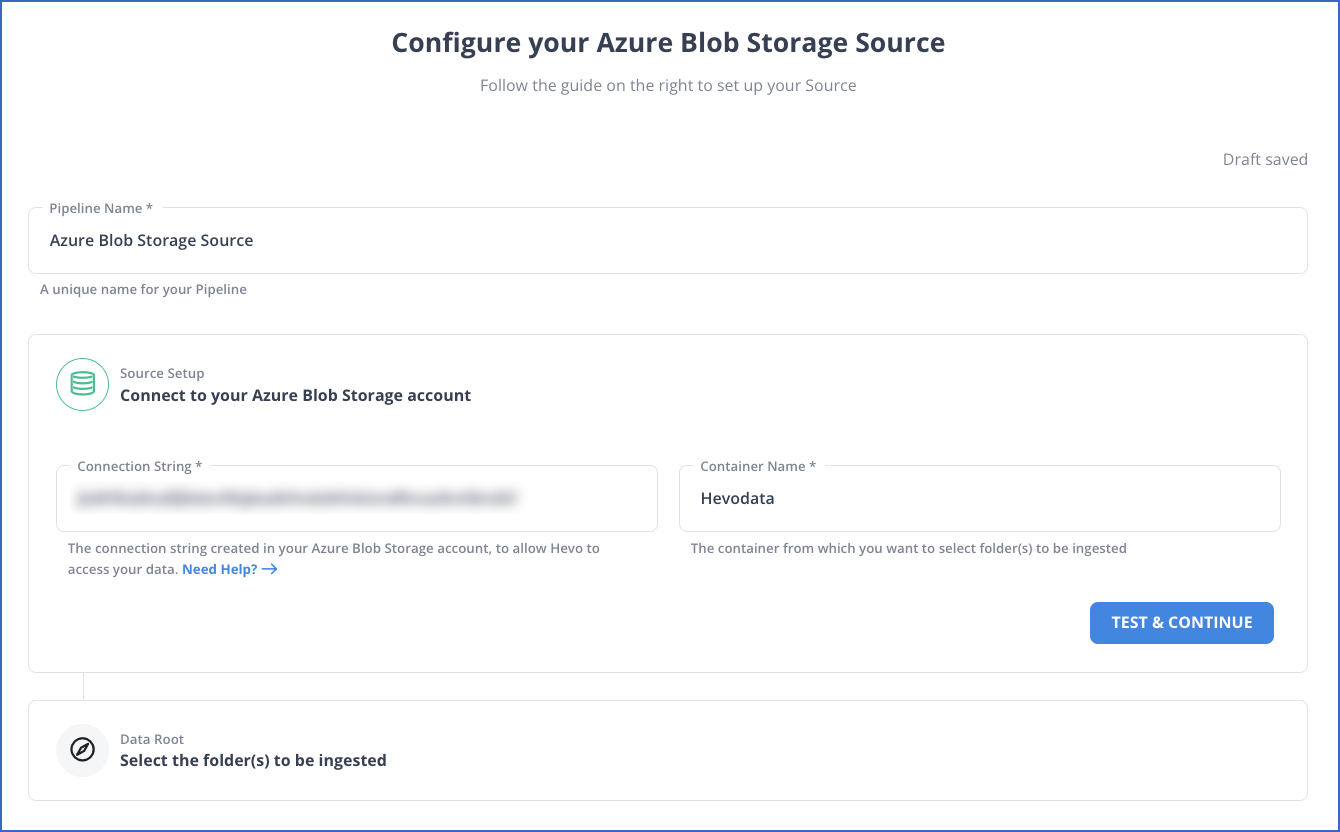 Azure Blob Connection Settings