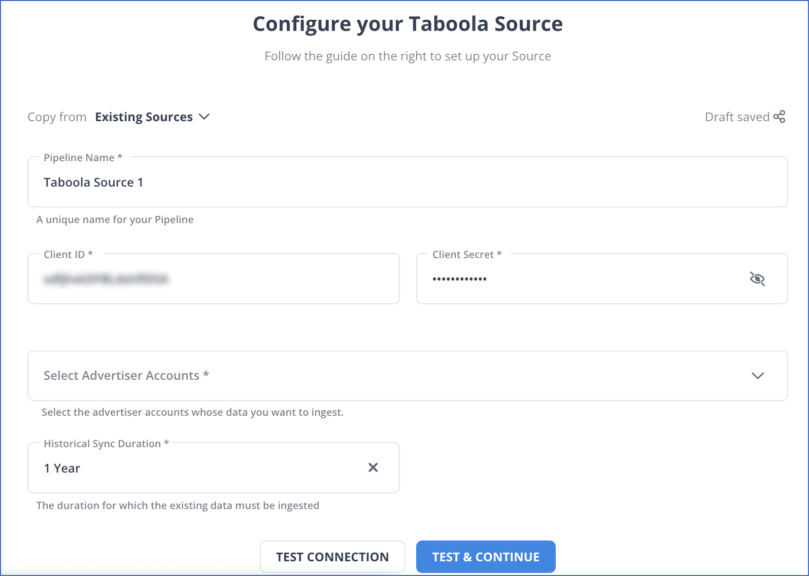 Taboola Source settings