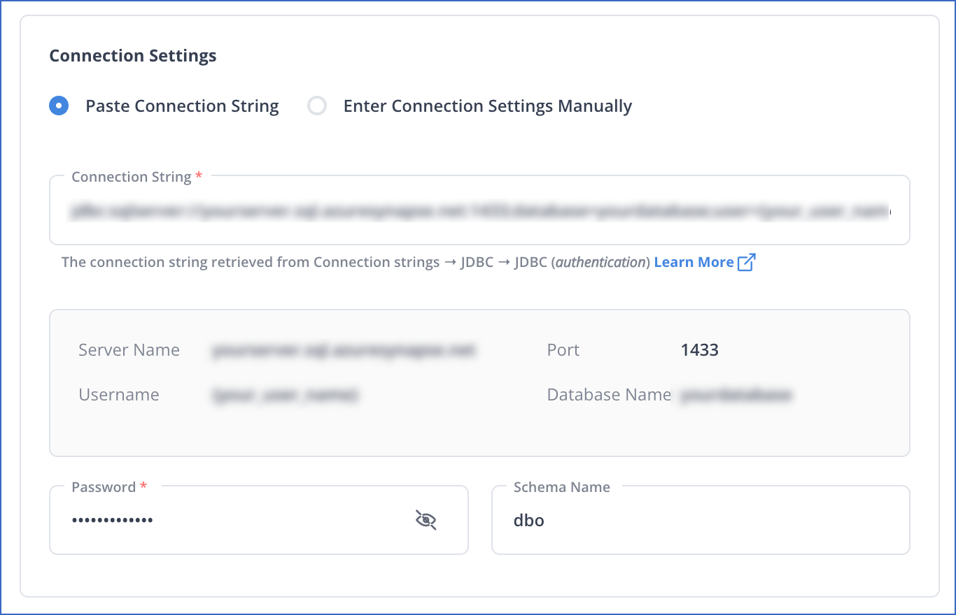 Paste Connection String