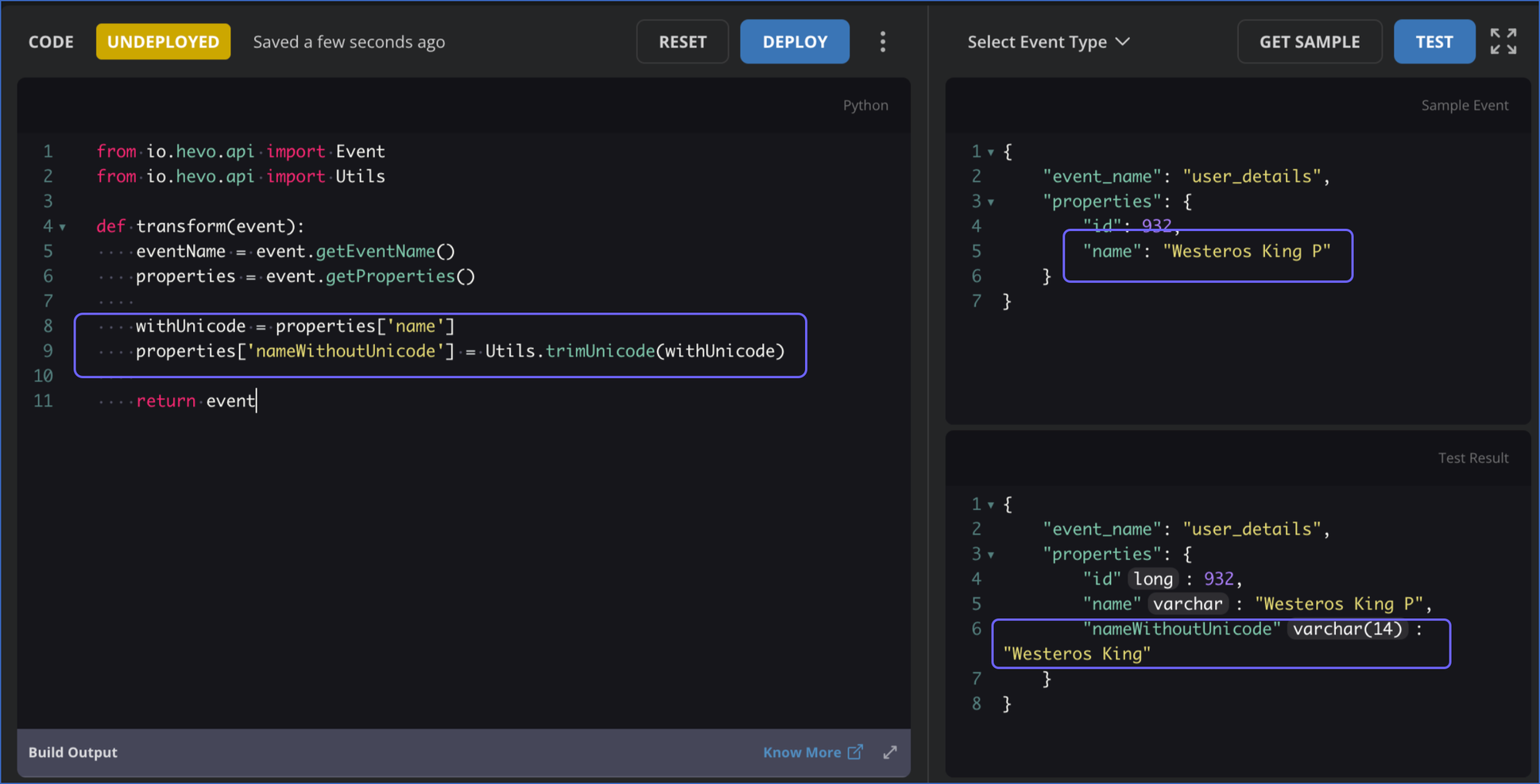 Sample Output - Trim Unicode Values