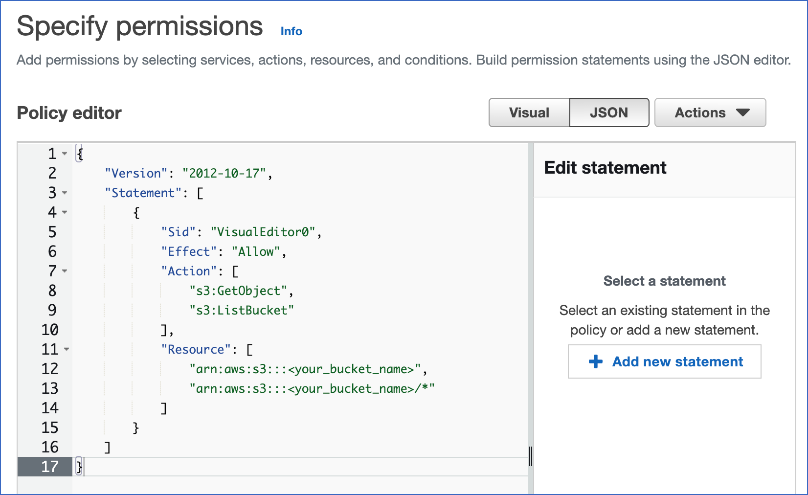 JSON statements