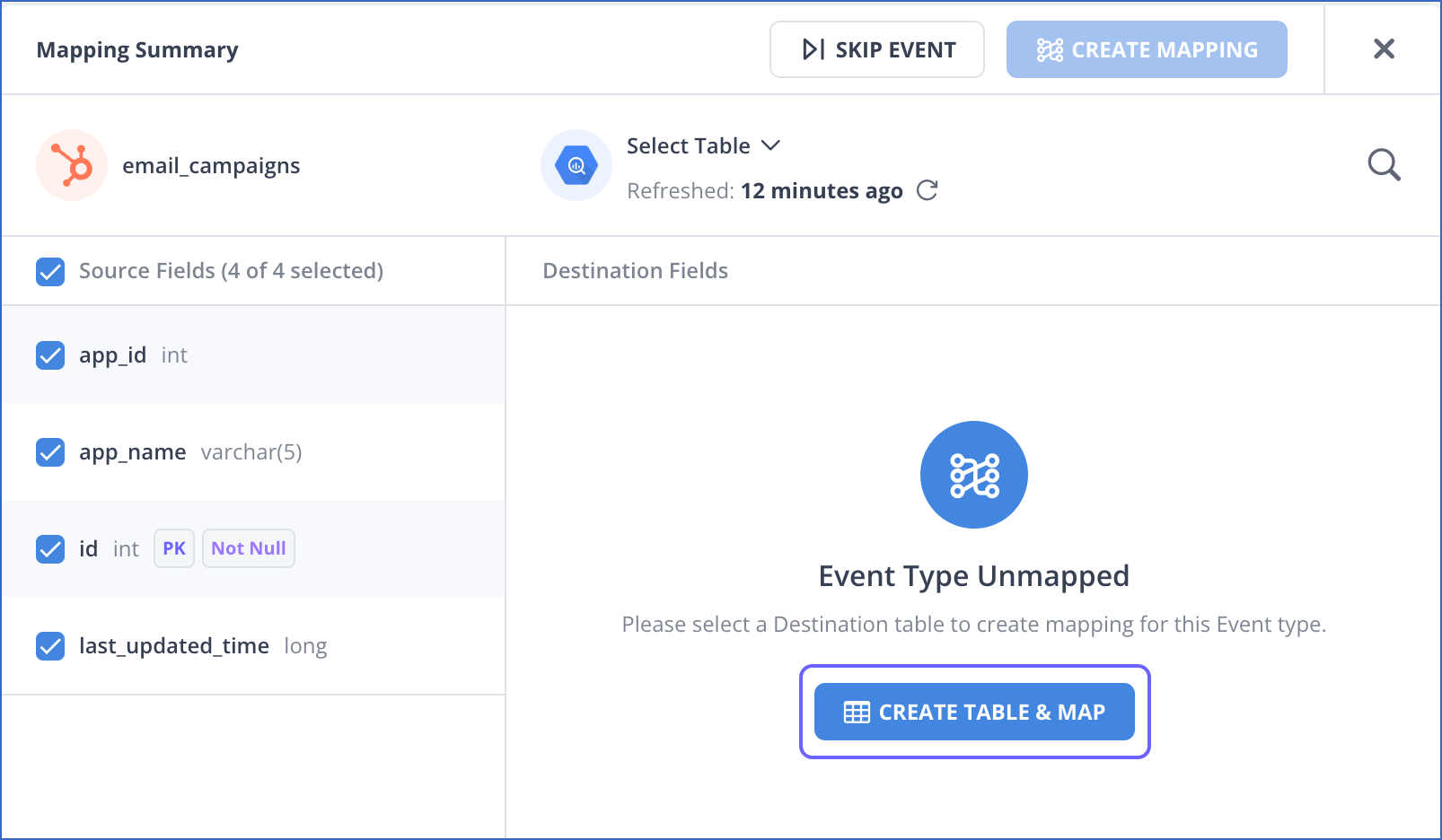 Create Clustered Table for New Event Type