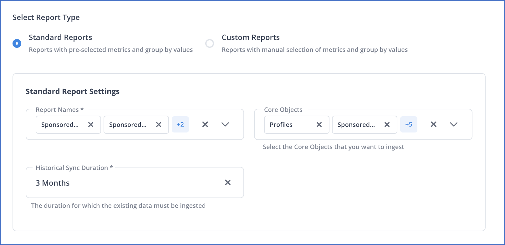 Standard Reports config