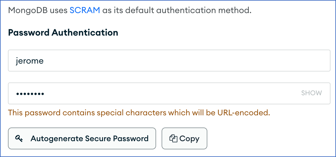 Specify Username Password