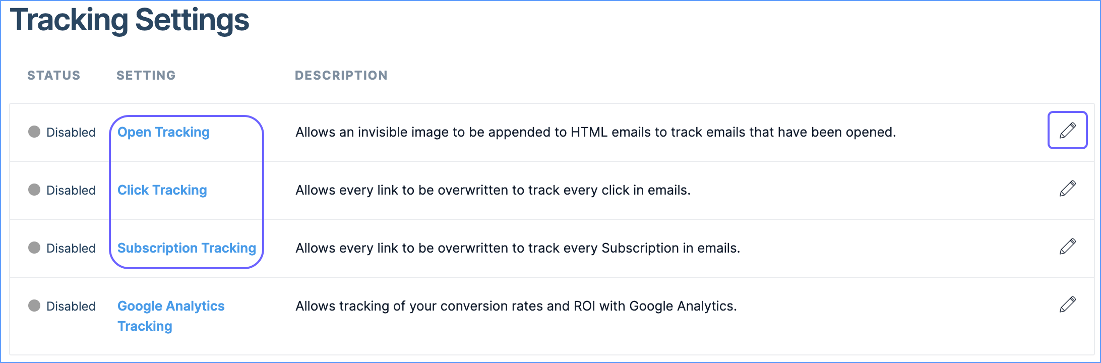 Tracking Settings Edit Icon