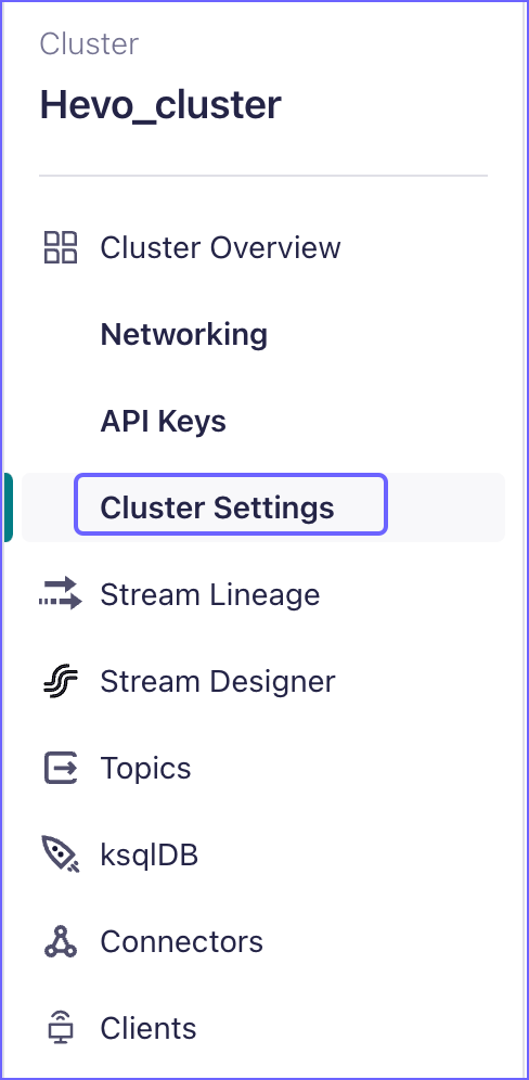 Cluster settings