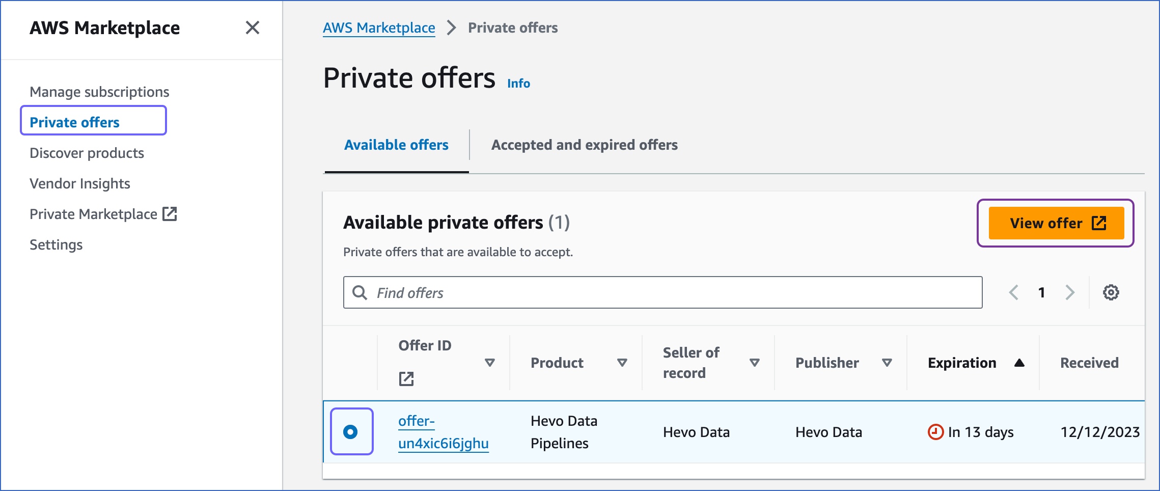 iPrivate offer view 