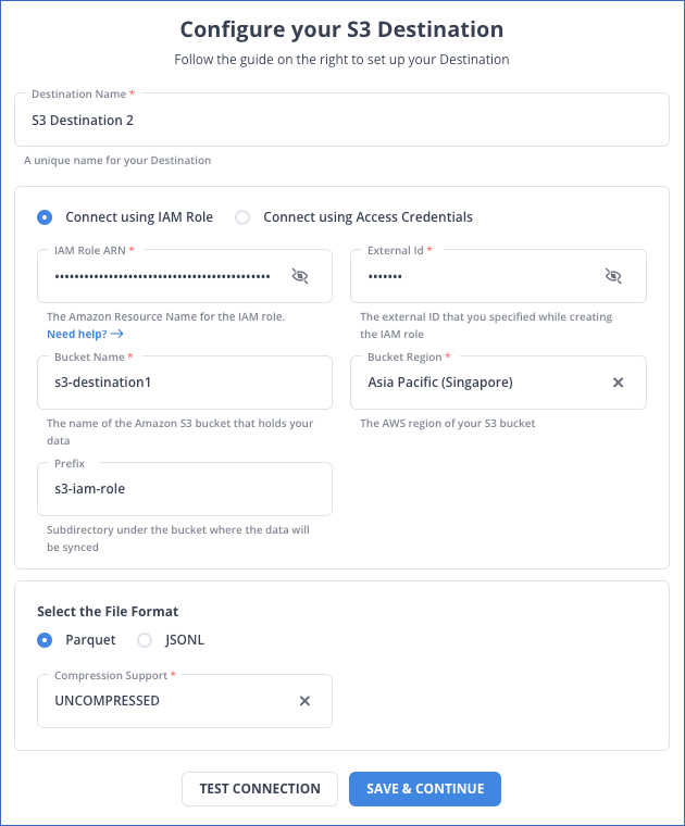 Configure S3 Destination