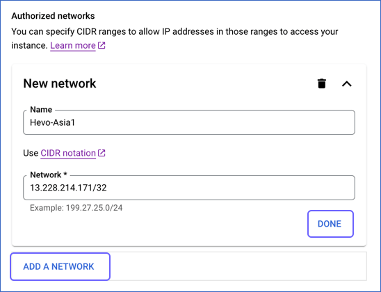 Add Hevo IP address