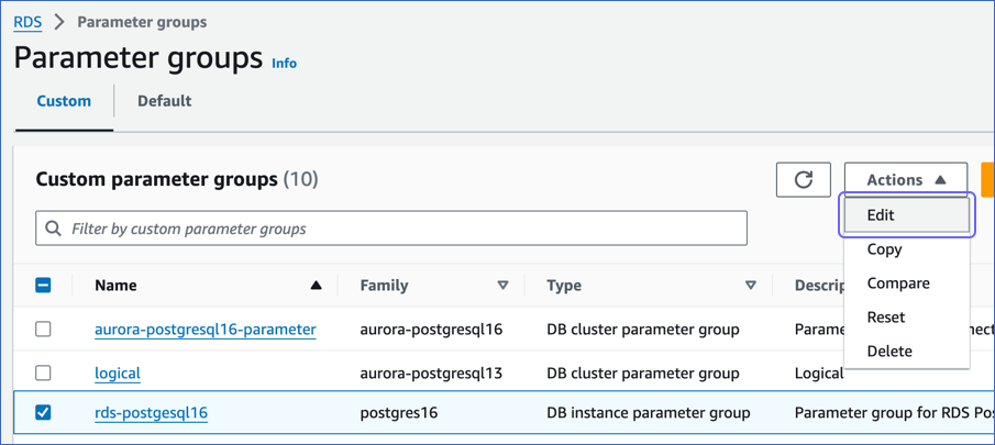 Edit Parameter Group